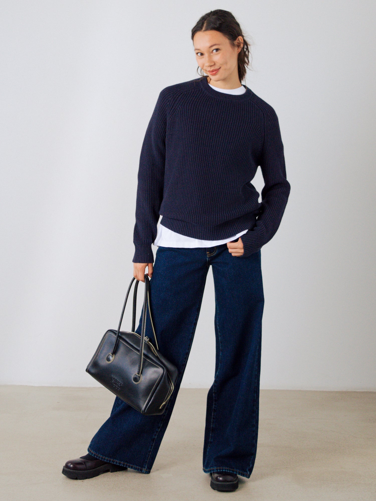Honest Basics womens vegan Jumper Heavy Knit Midnight