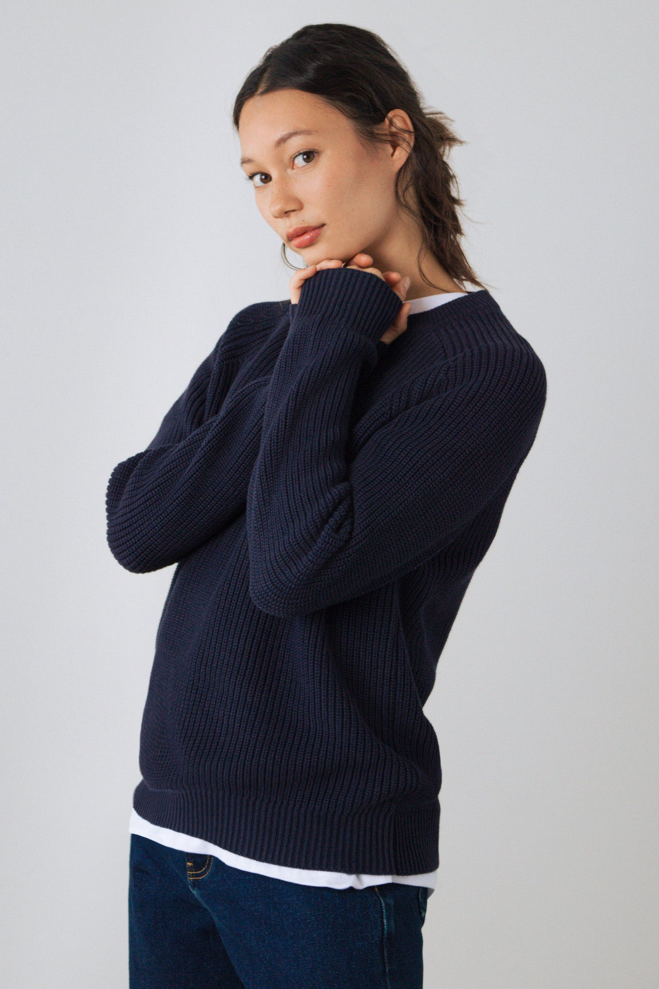 Honest Basics womens vegan Jumper Heavy Knit Midnight