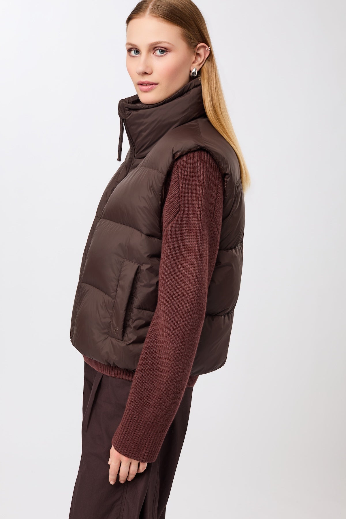 LangerChen womens vegan Vest Quilted Padded Coffee