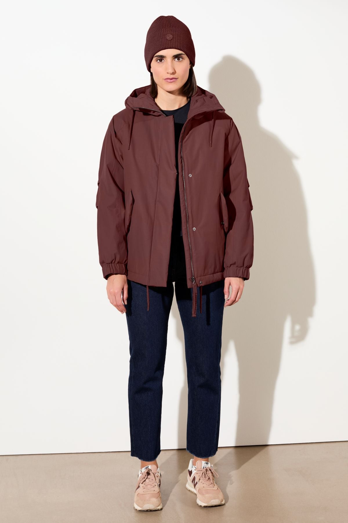 LangerChen womens vegan Parka Padded Short Burgundy