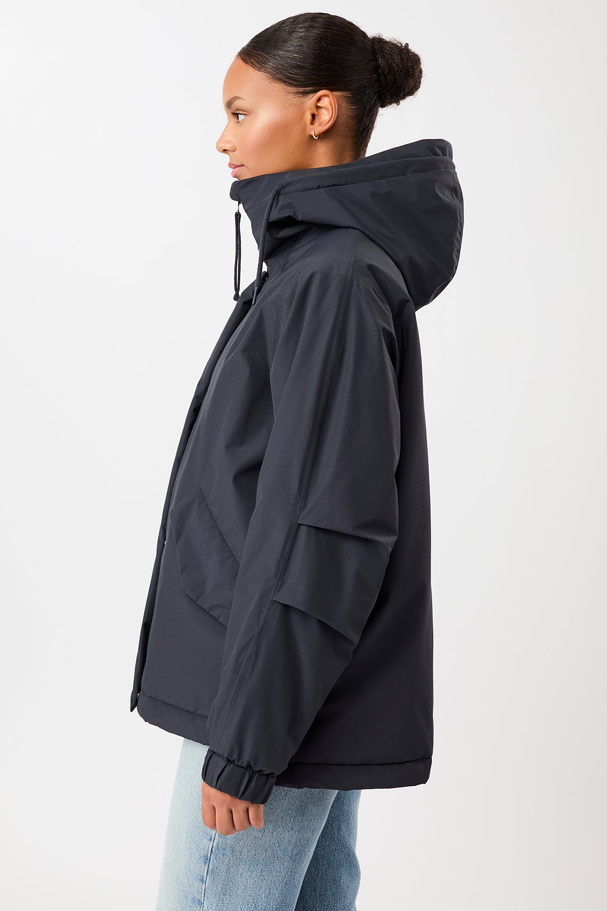 LangerChen womens vegan Parka Padded Short Navy