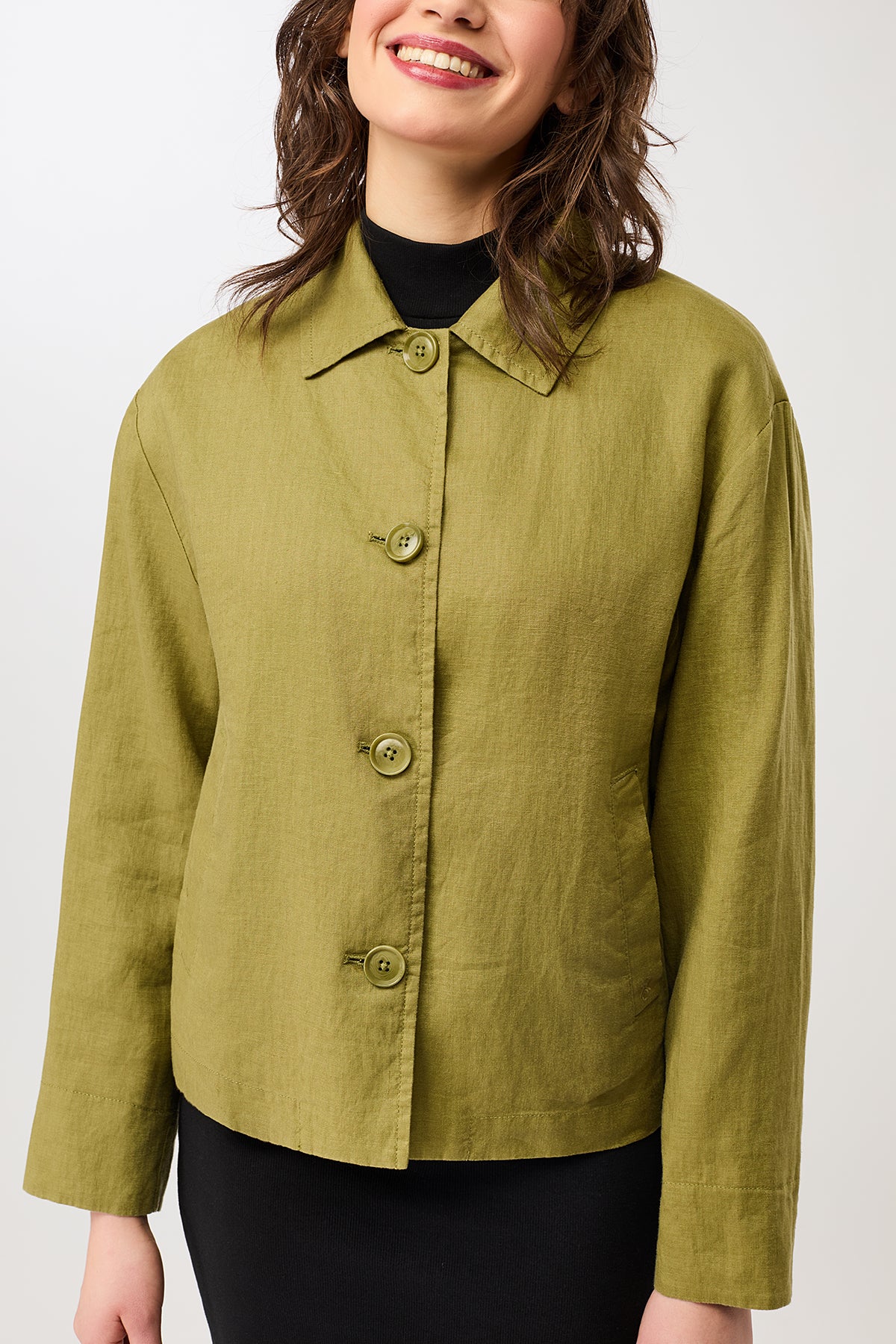 LangerChen womens vegan Jacket Simple Green Olive