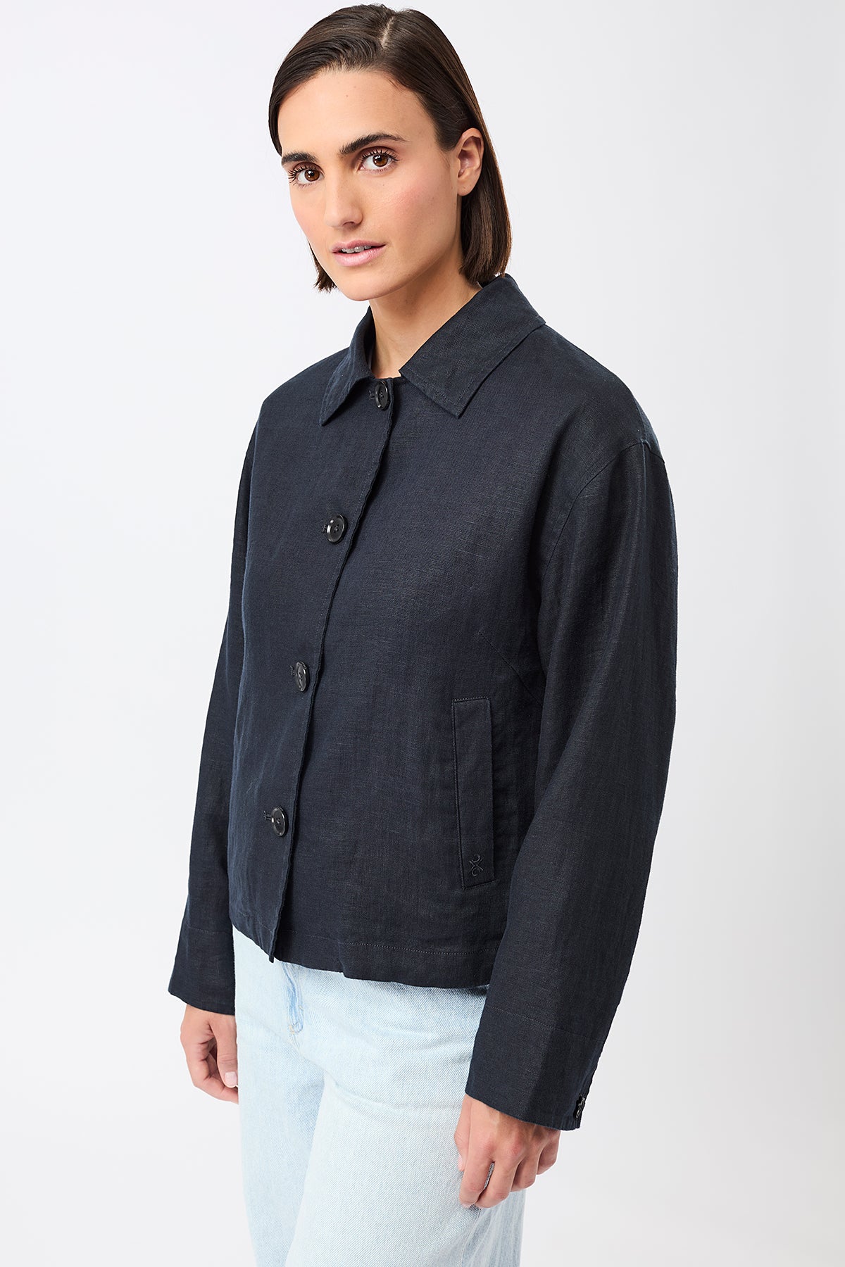 LangerChen womens vegan Jacket Simple Navy