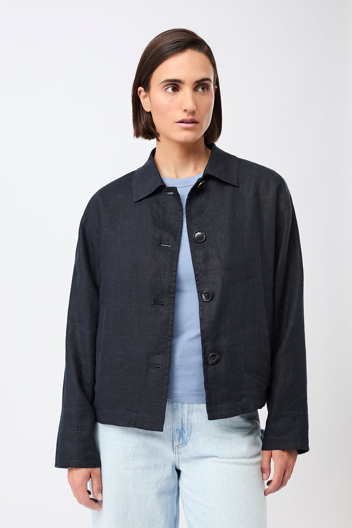 LangerChen womens vegan Jacket Simple Navy