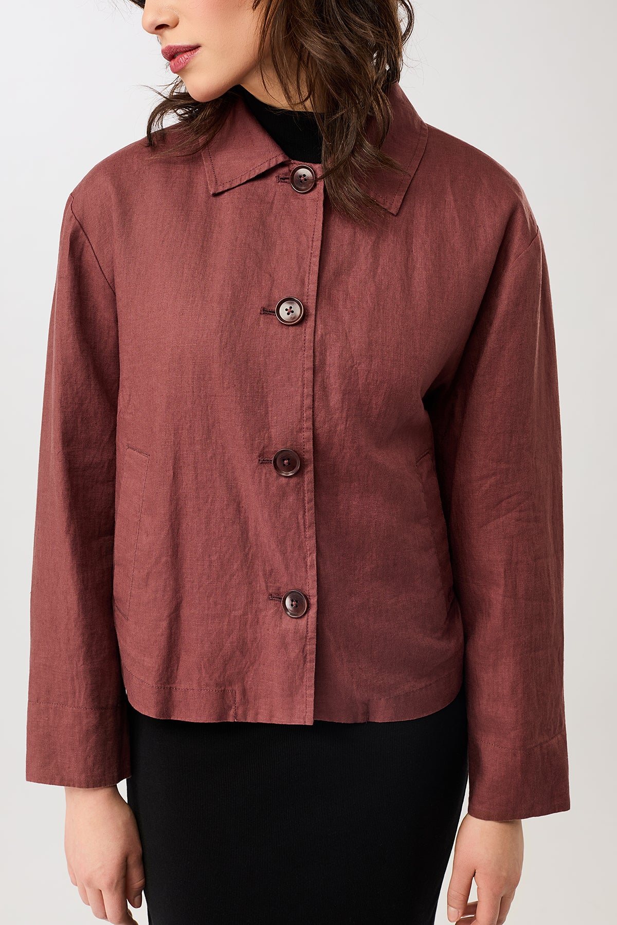 LangerChen womens vegan Jacket Simple Rubywood