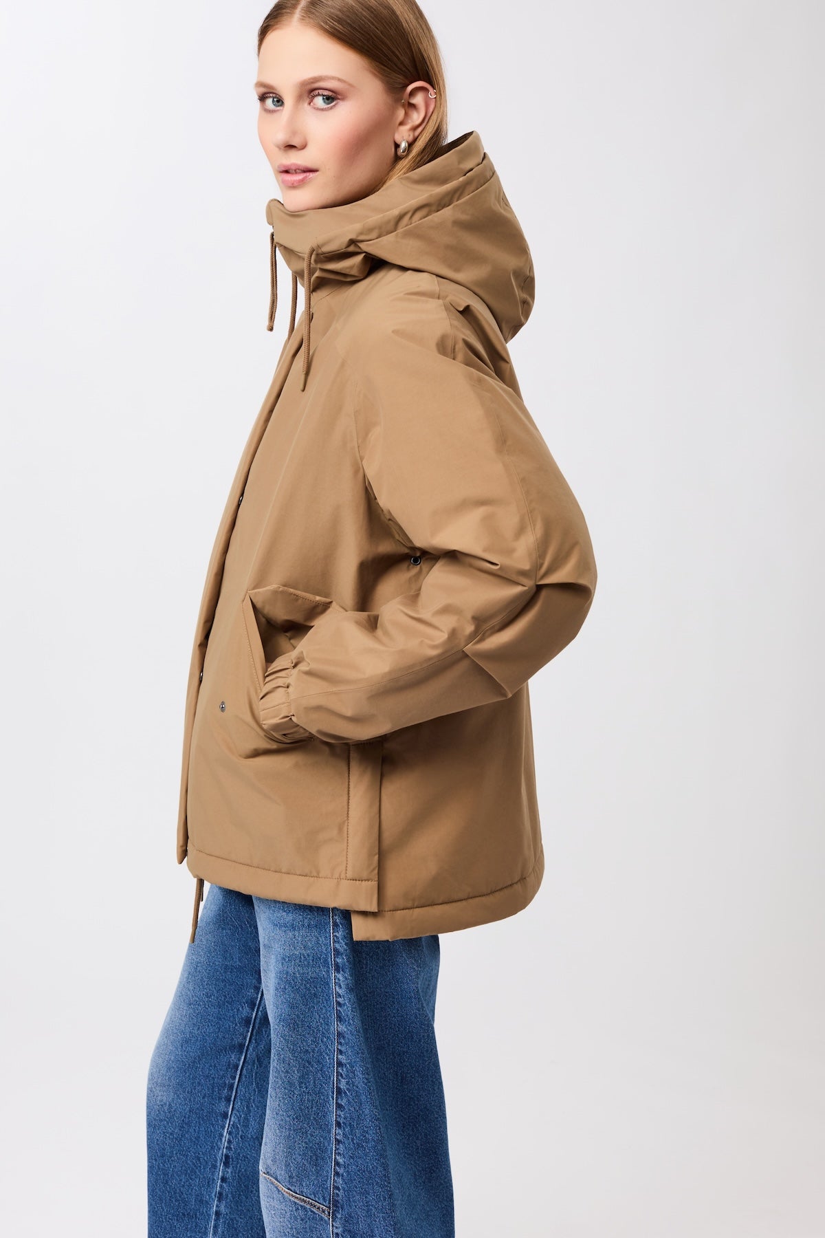 LangerChen womens vegan Parka Padded Short Oak