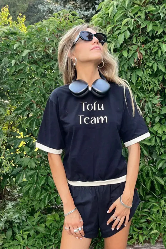 New Orchard Damen vegan T-Shirt Tofu Team In Marineblau