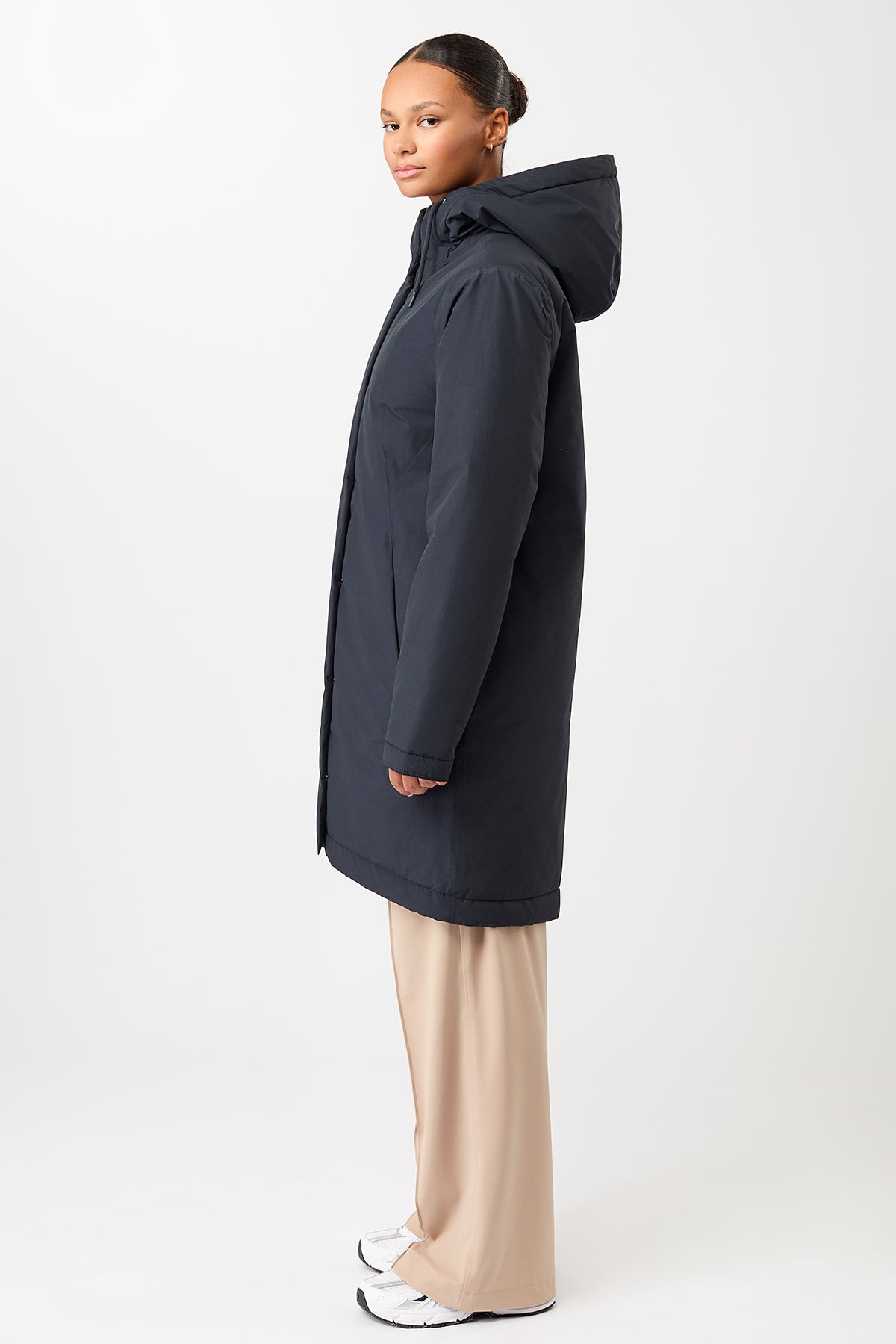 LangerChen womens vegan Parka Padded Slightly Tailored Navy