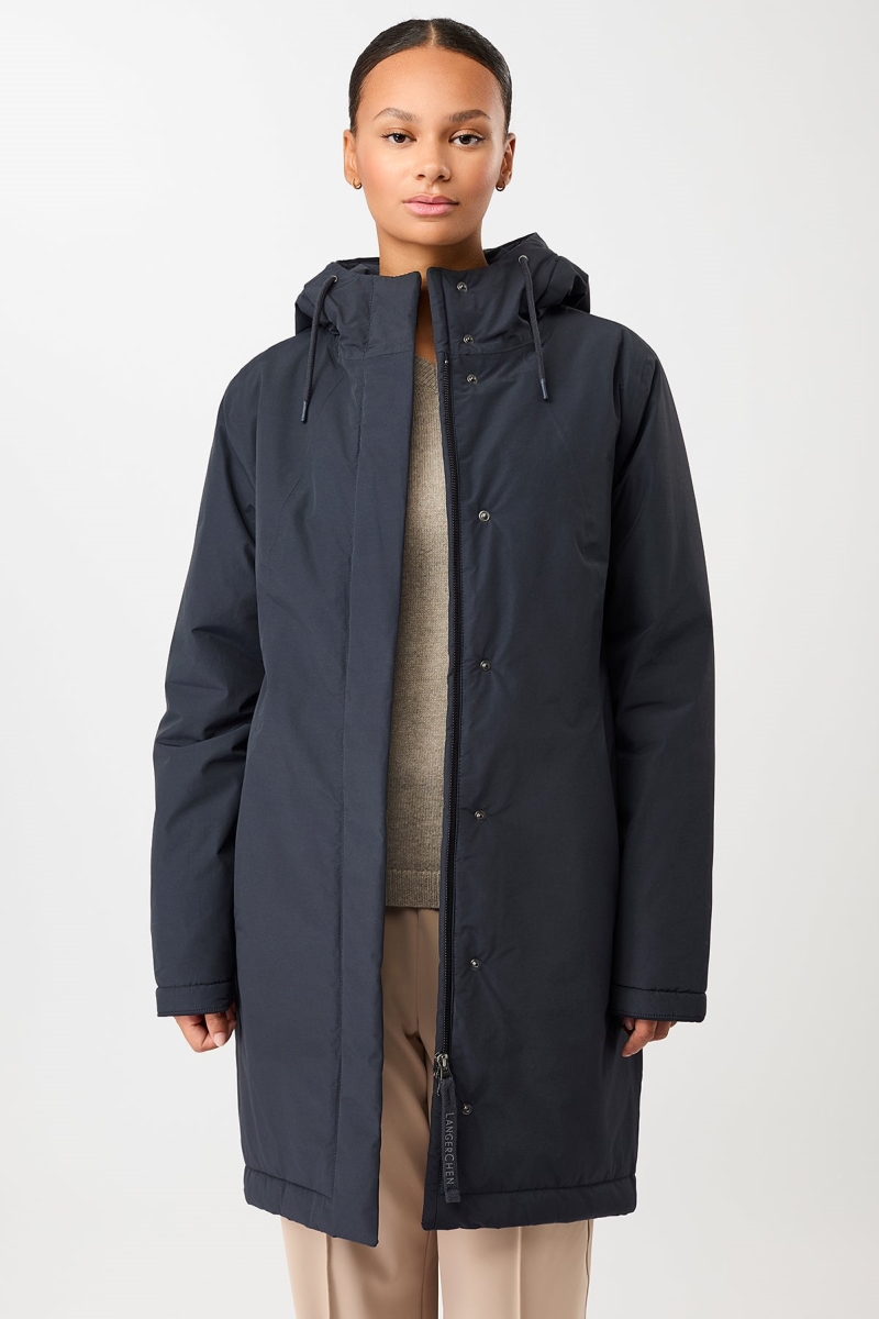 LangerChen womens vegan Parka Padded Slightly Tailored Navy