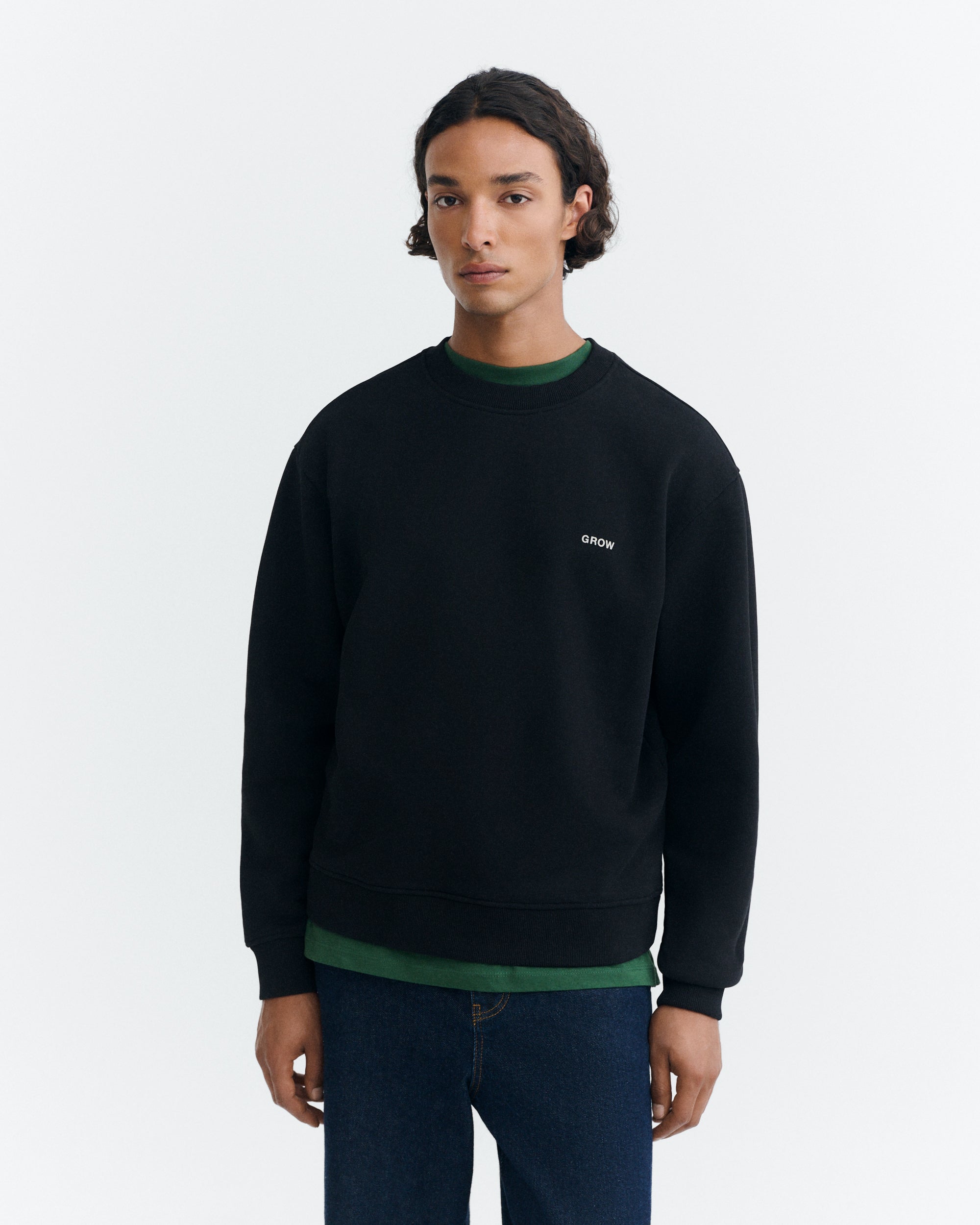 Thinking MU men vegan Sweatshirt Grow Leon Embroidered Black