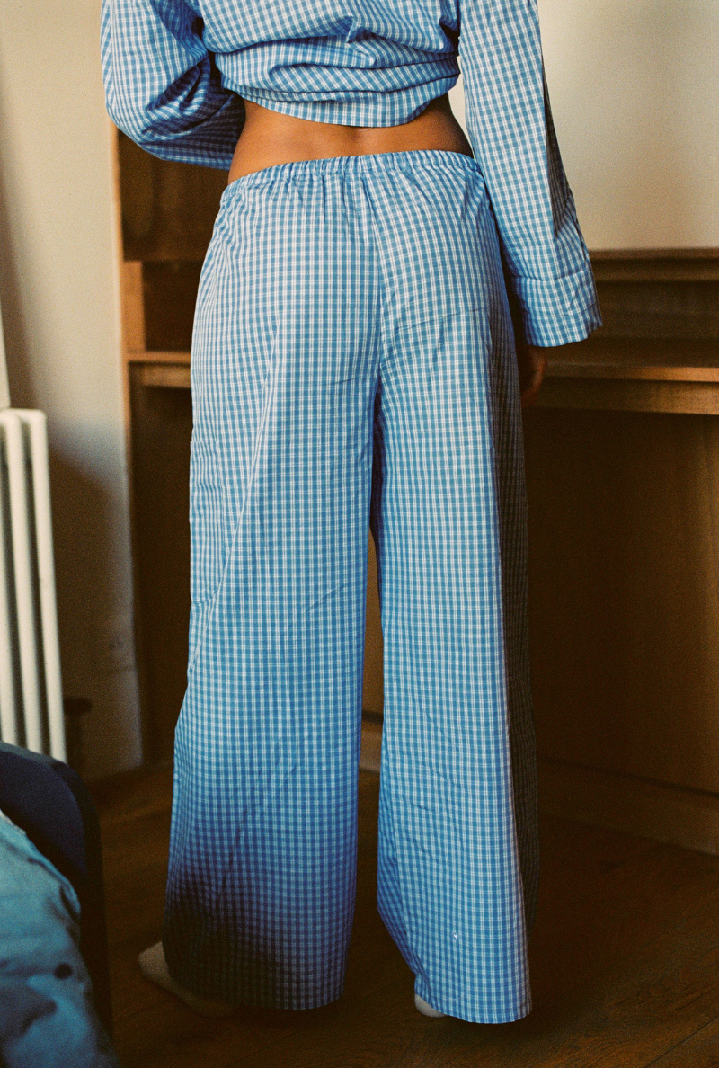 Nénés womens vegan Pants Diana Checkered Blue