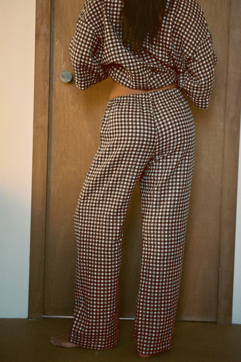 Nénés womens vegan Pants Axelle Brown Vichy