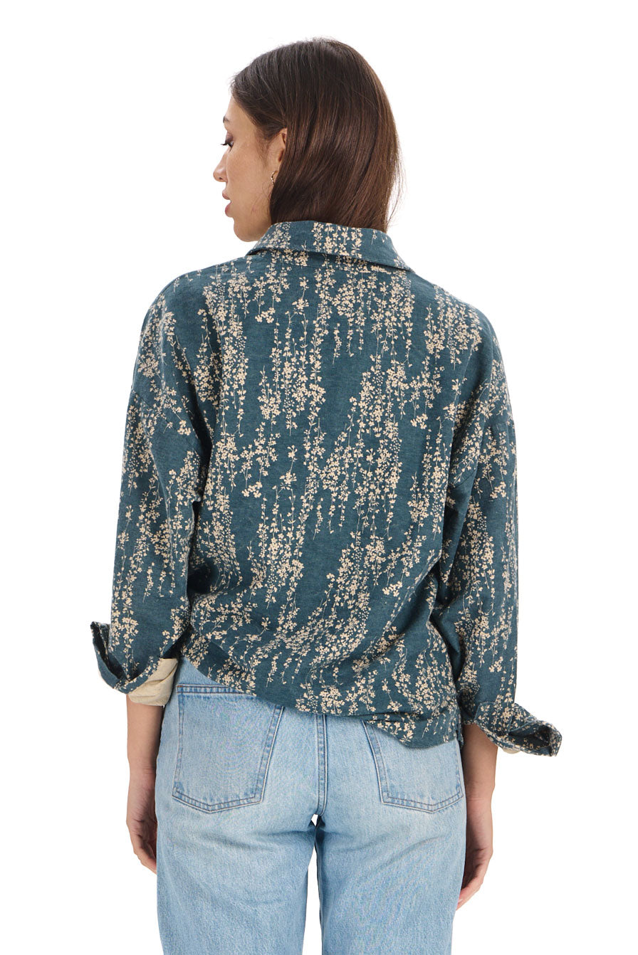 KOMODO womens vegan Shirt Hanako Blue Floral