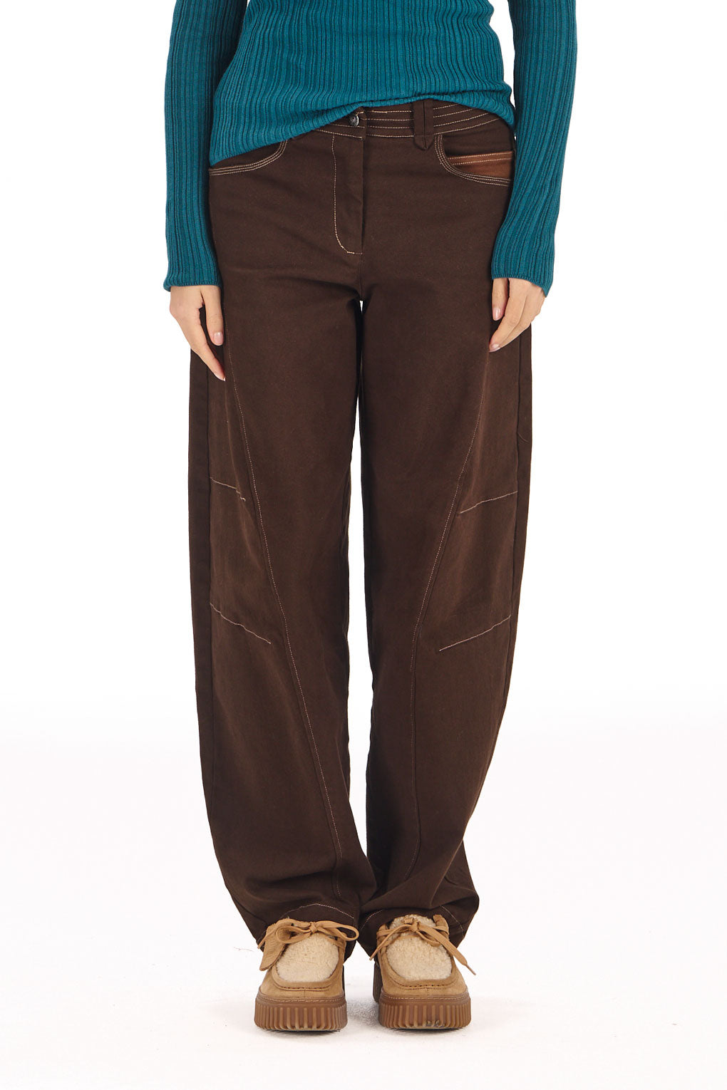 KOMODO Damen vegan Hose Mit Weitem Bein Amelia Schokoladenbraun