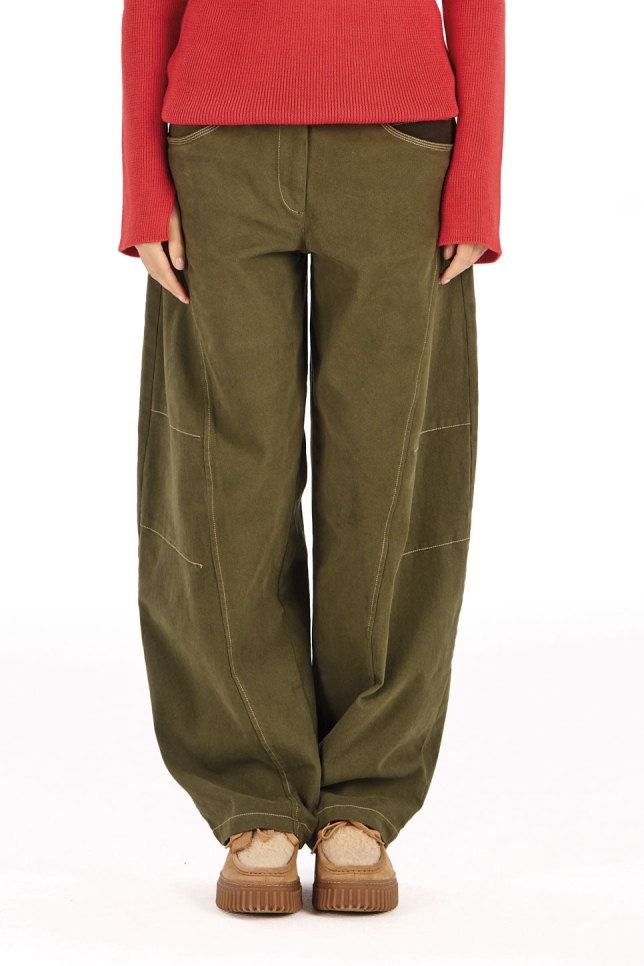 KOMODO Damen vegan Hose Mit Weitem Bein Amelia In Khaki