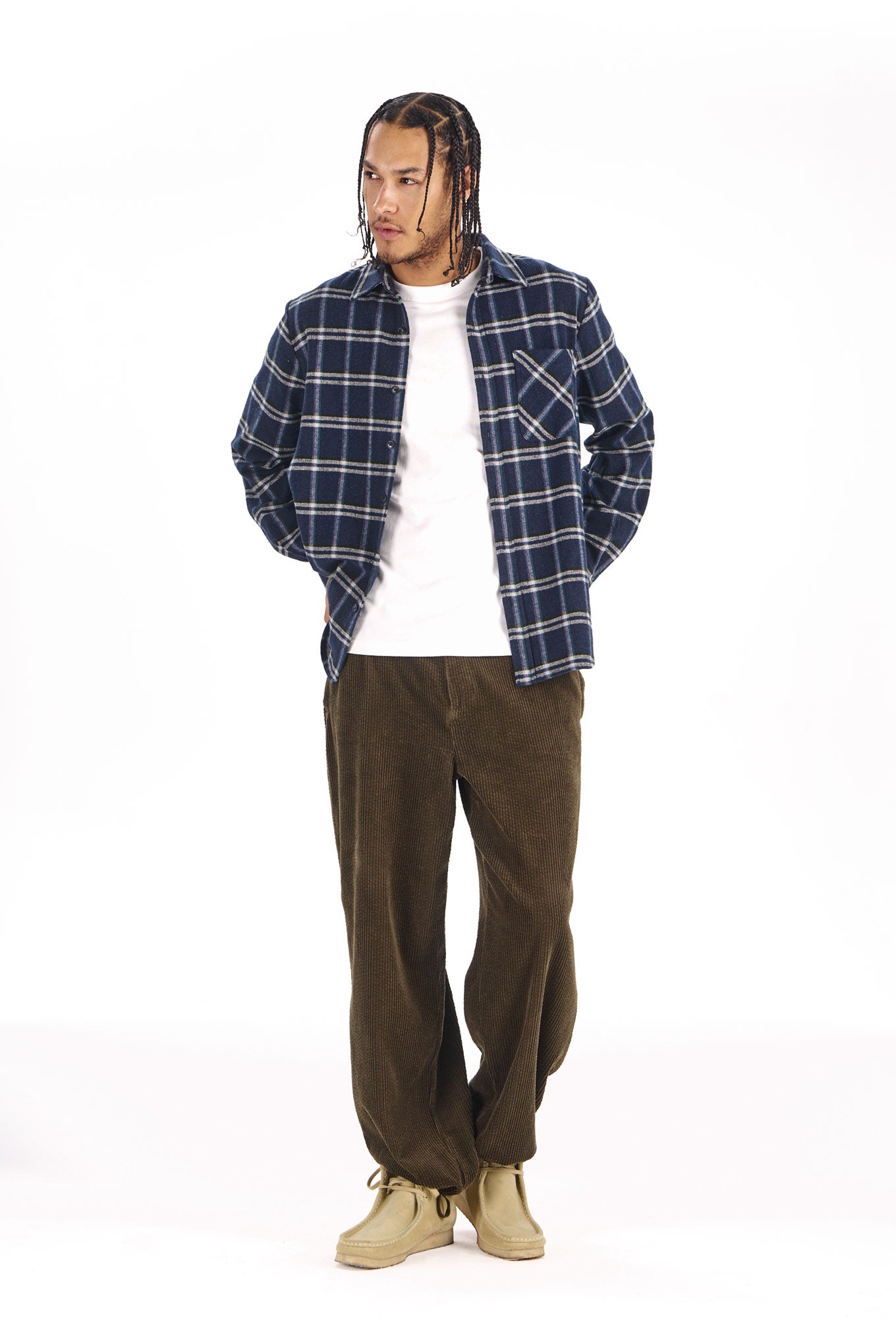 KOMODO men vegan Overshirt Santi Navy Check