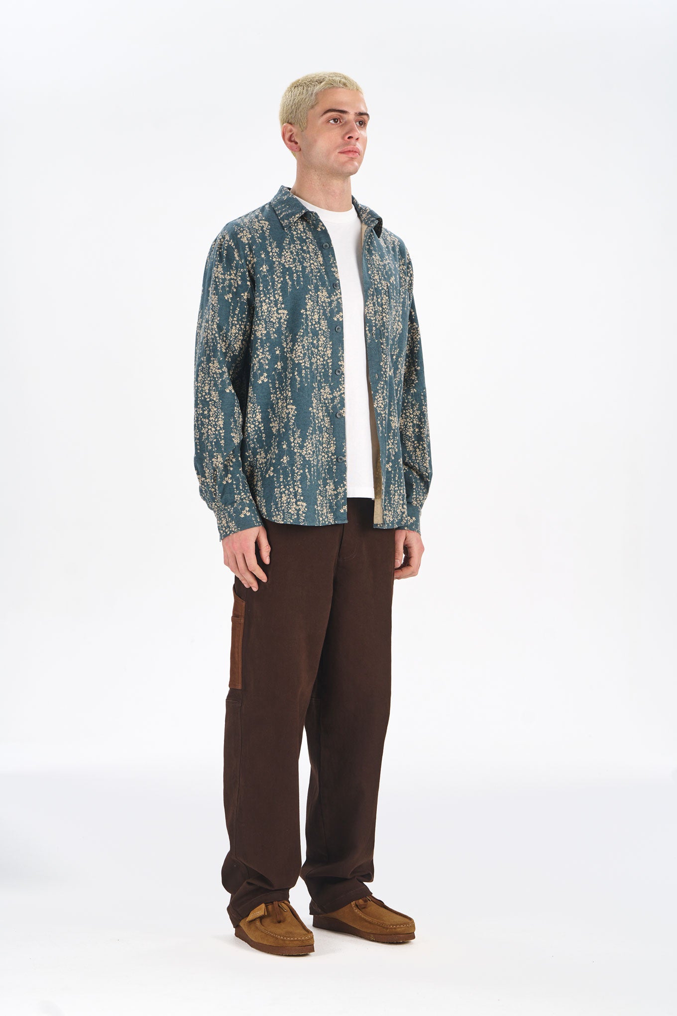 KOMODO men vegan Shirt Spectre Blue Floral Print
