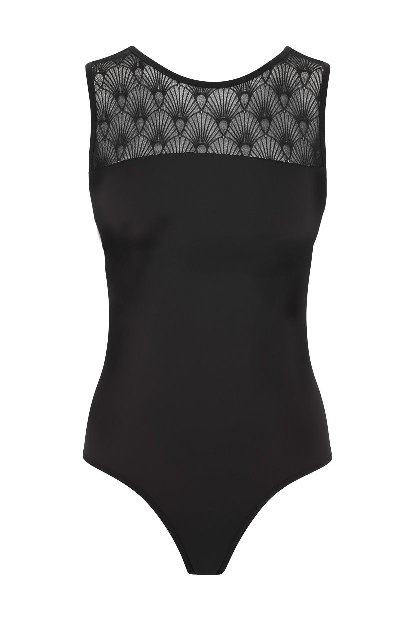 WiDDA womens vegan Bodysuit Lace Black