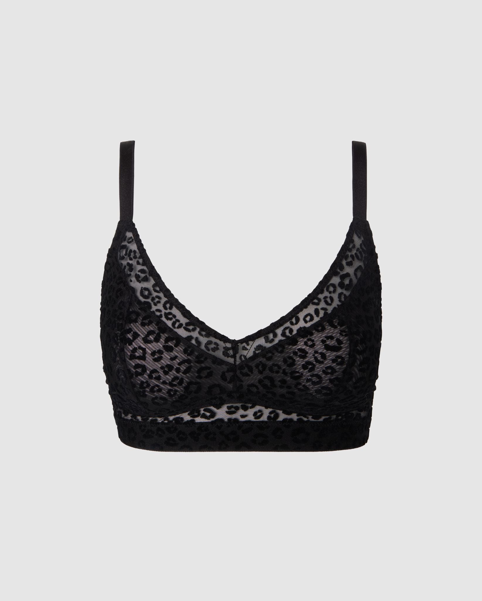 Understatement womens vegan Bra Mesh Support Black Leopard