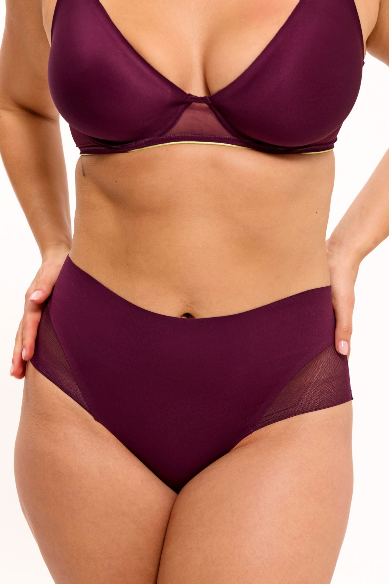 Understatement womens vegan Briefs Micro Mesh Midi Hipster Plum