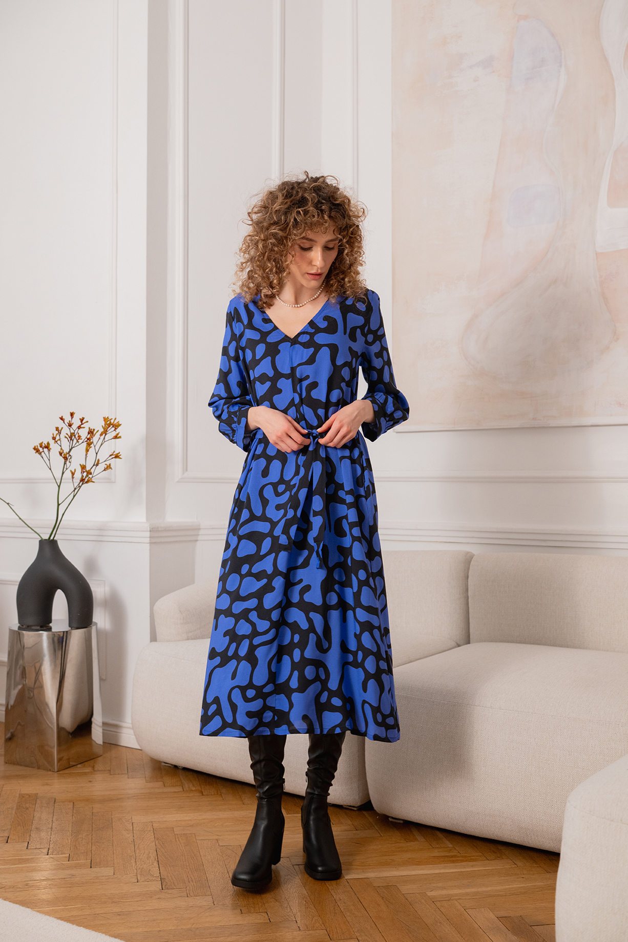 WiDDA Damen vegan Kleid Lubina Blue Bubble