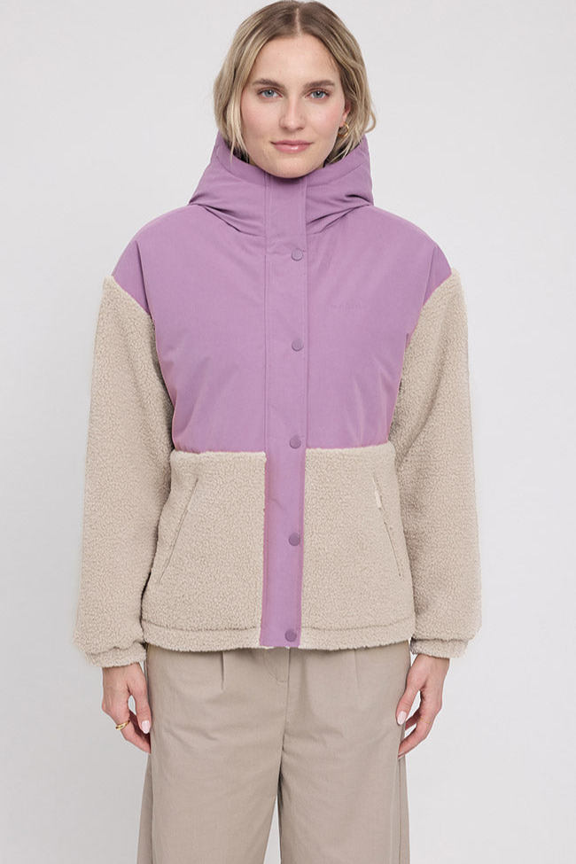 Mazine Damen vegan Jacke Blocking In Traubenrot/Natur