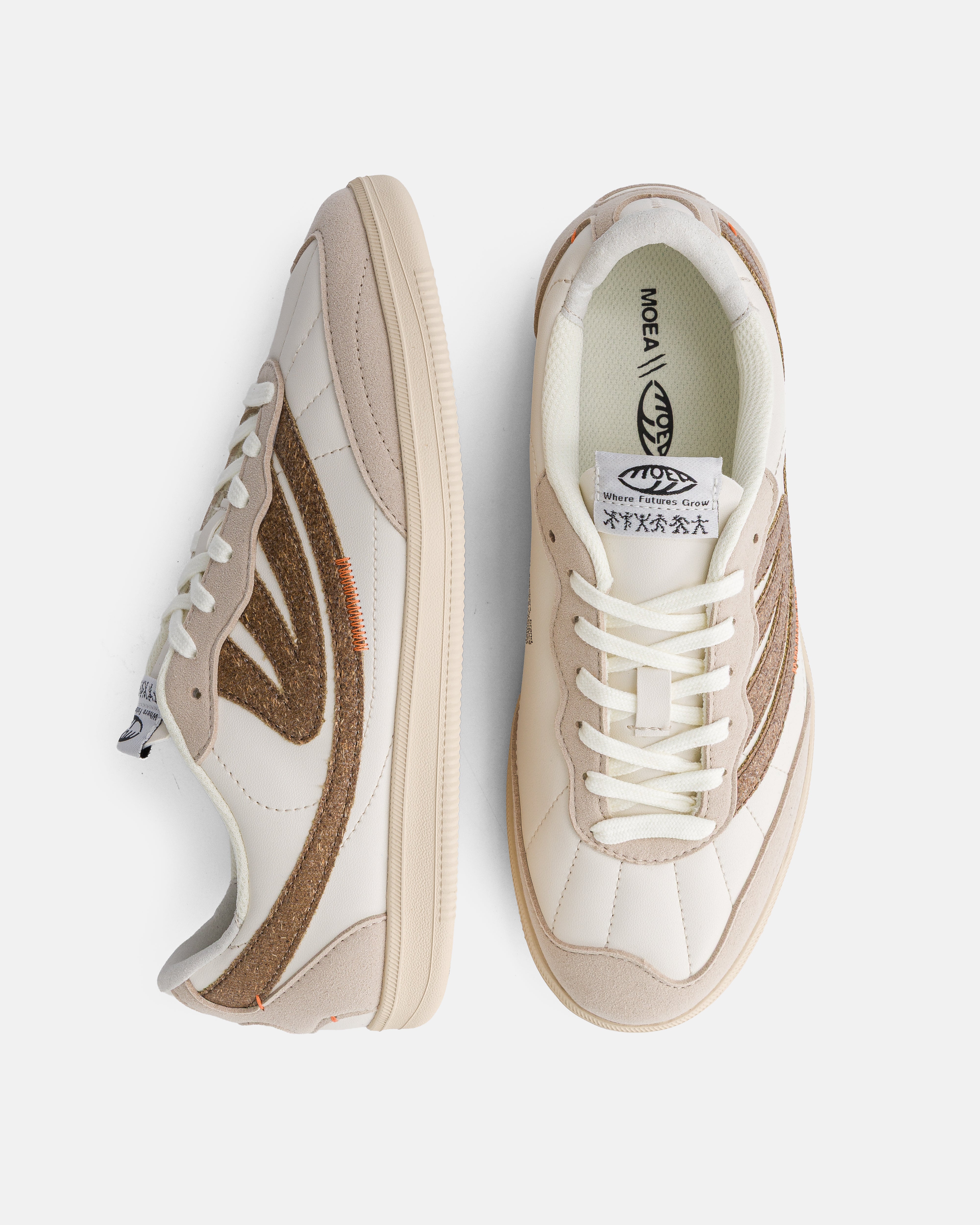 MoEa men vegan Sneakers Flow Beige/ Brown Palm