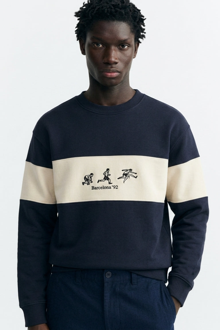Thinking MU men vegan Sweatshirt Leon Runner Navy/ Ecru