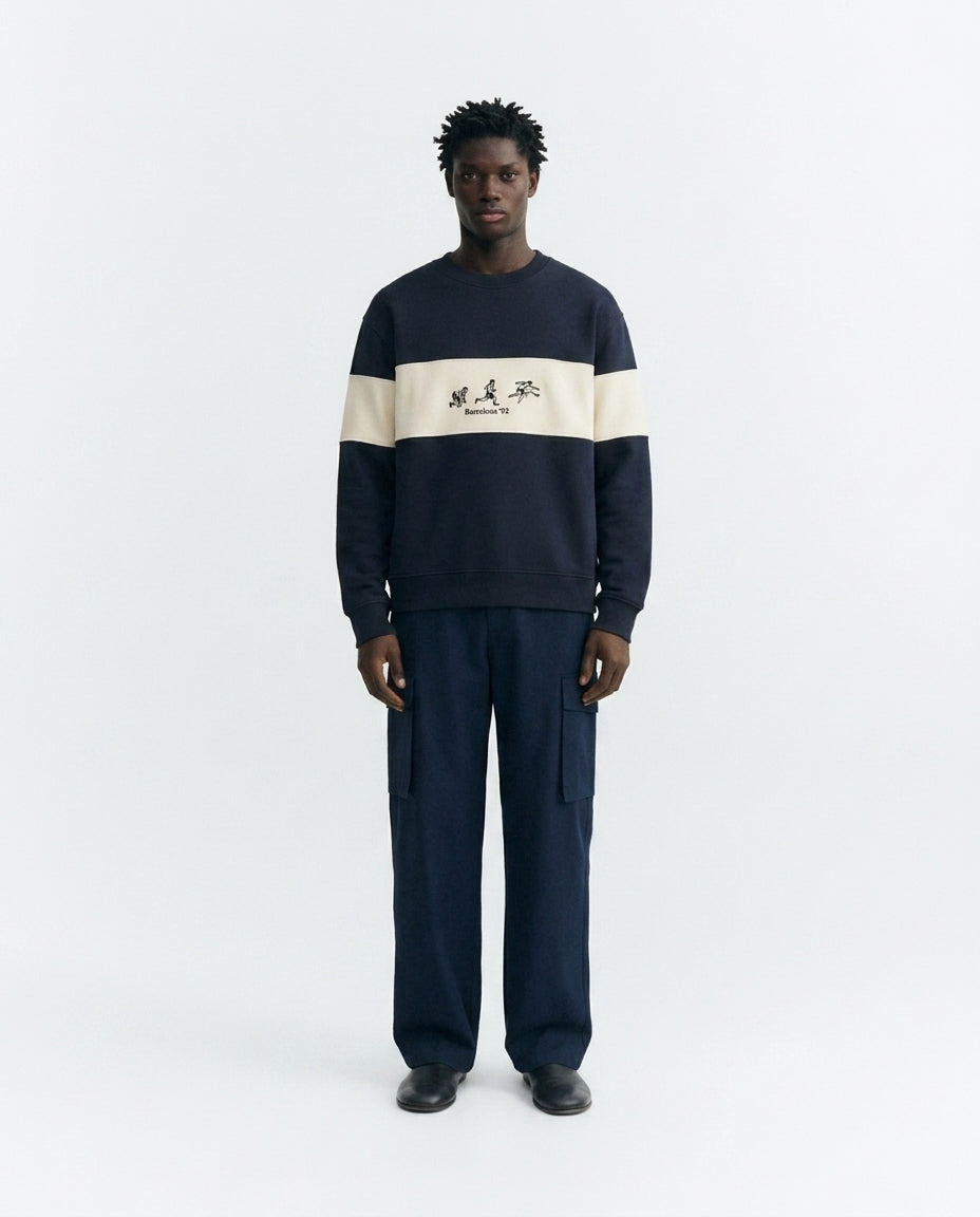 Thinking MU men vegan Sweatshirt Leon Runner Navy/ Ecru