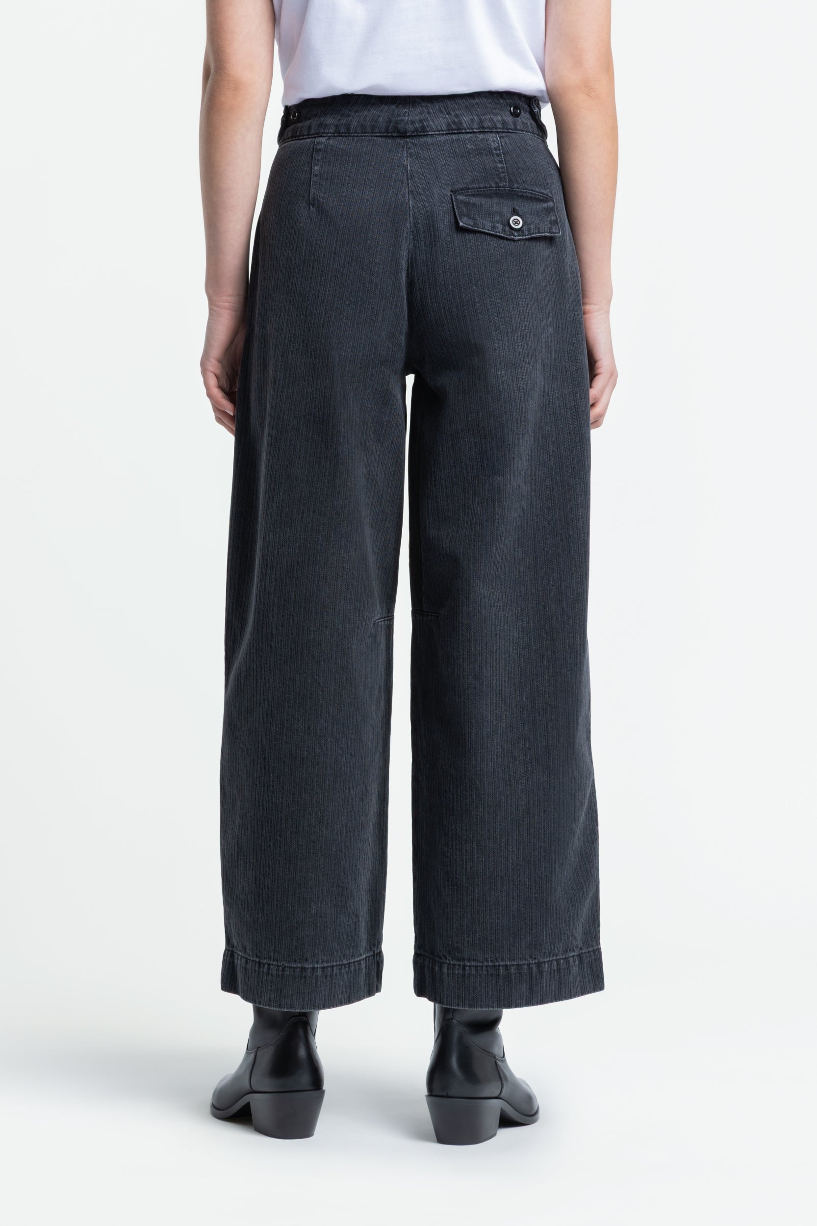 Kings of Indigo womens vegan Pants Leeta Stripe Black Washed