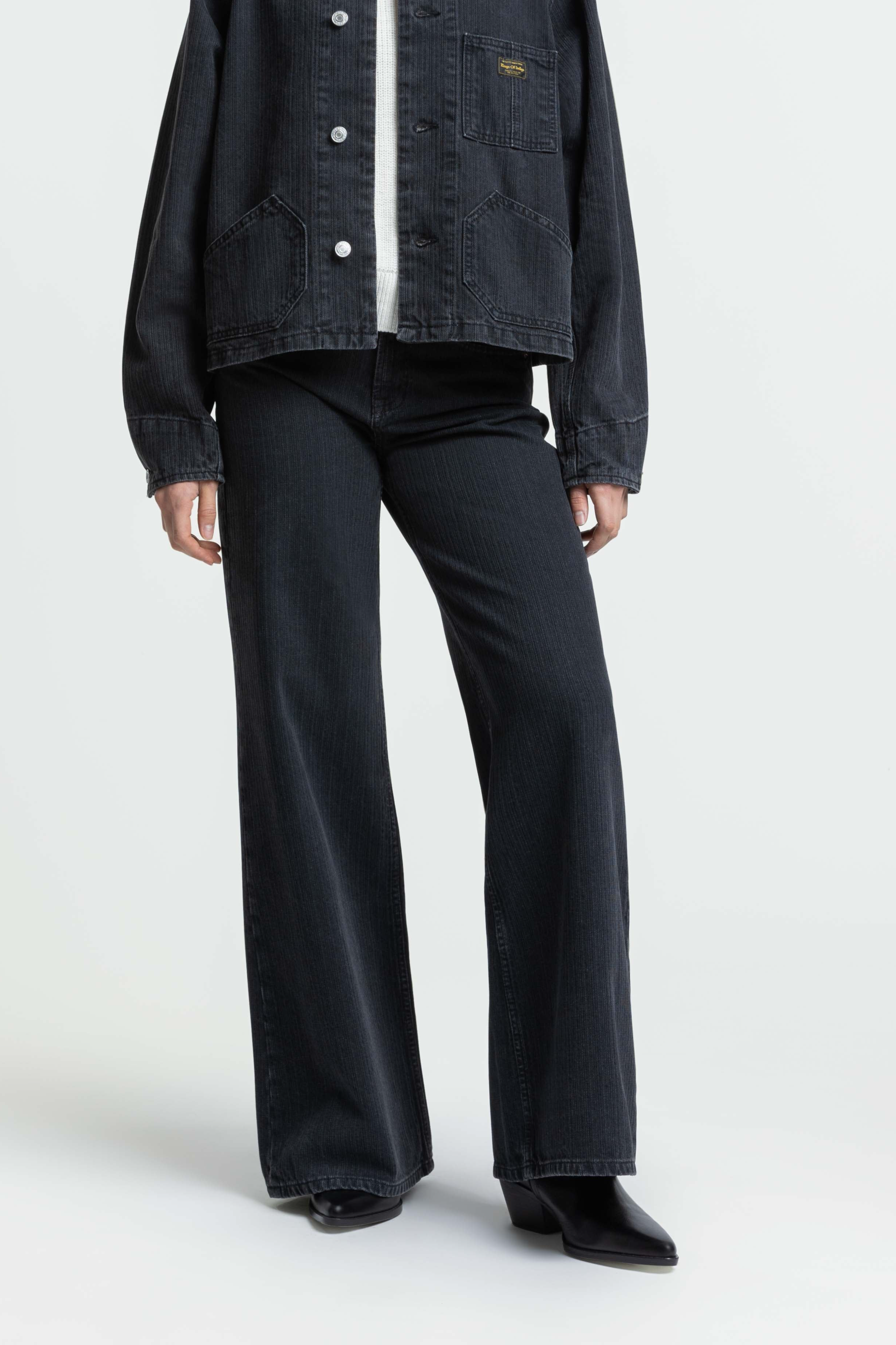 Kings Of Indigo Damen vegan Jeans Tanja Stripe Schwarz Washed