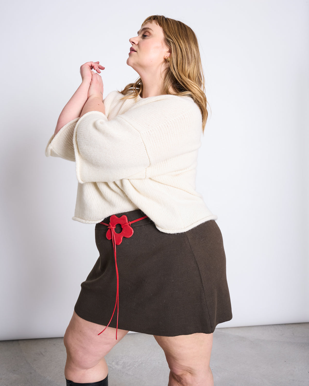 JAN 'N JUNE womens vegan Skirt Knit Mini Vando Brown