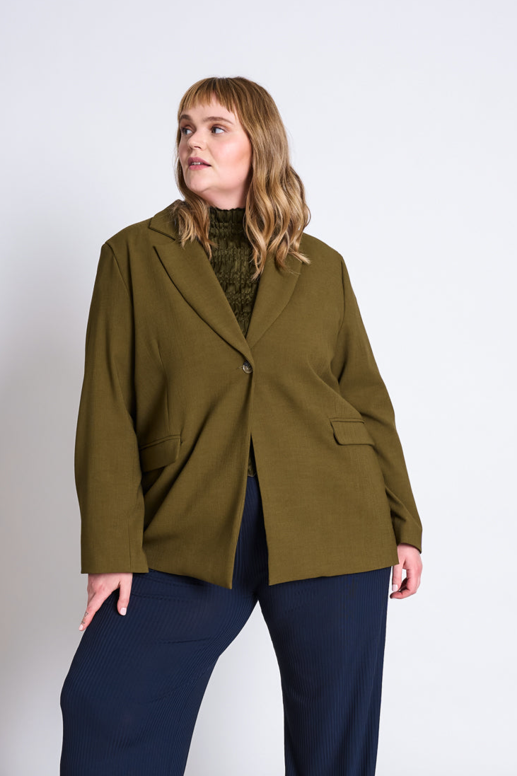 JAN 'N JUNE womens vegan Blazer Slitted Back Jels Rosemary