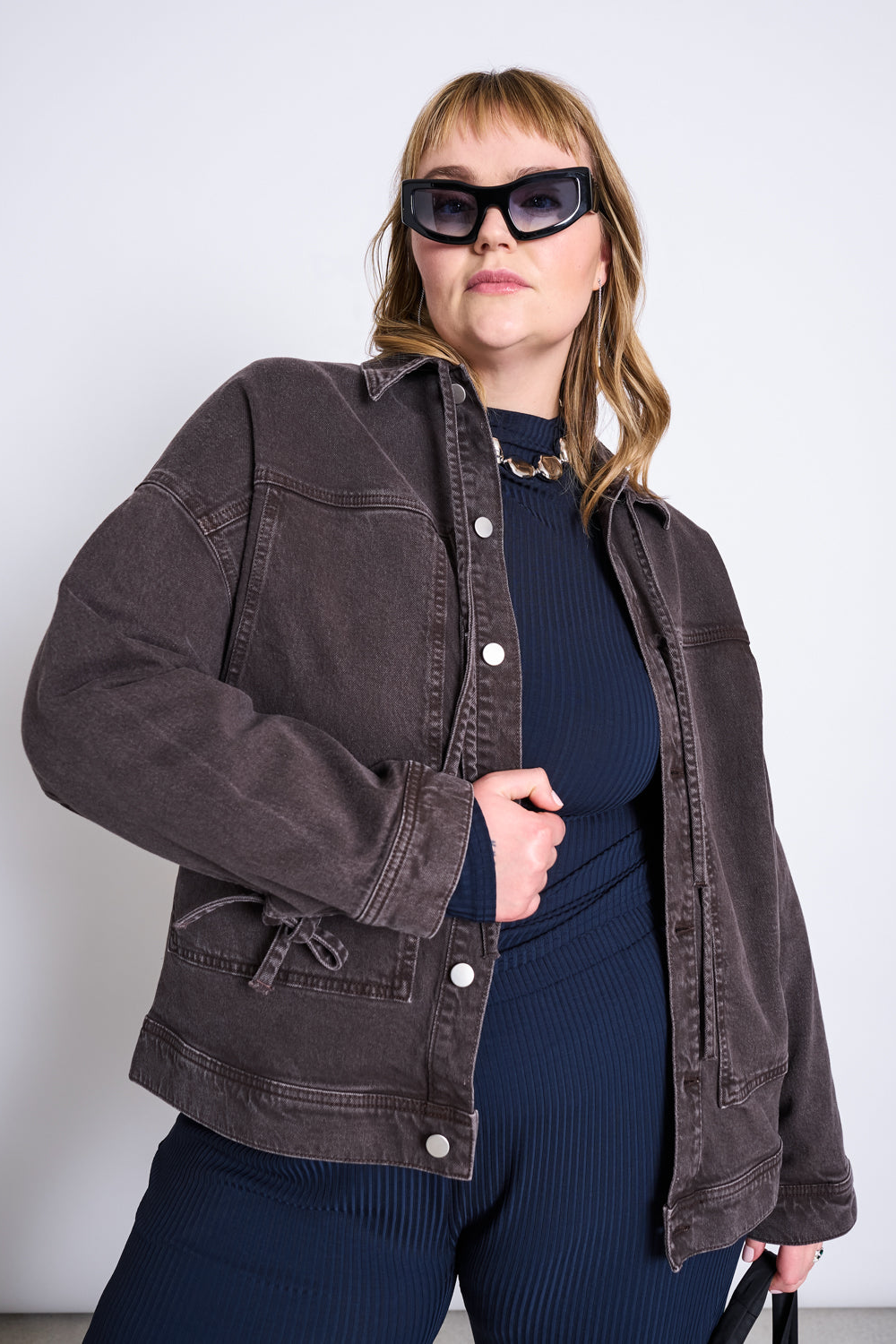 JAN N JUNE Damen vegan Jacke Relaxed Denim Fina Mud