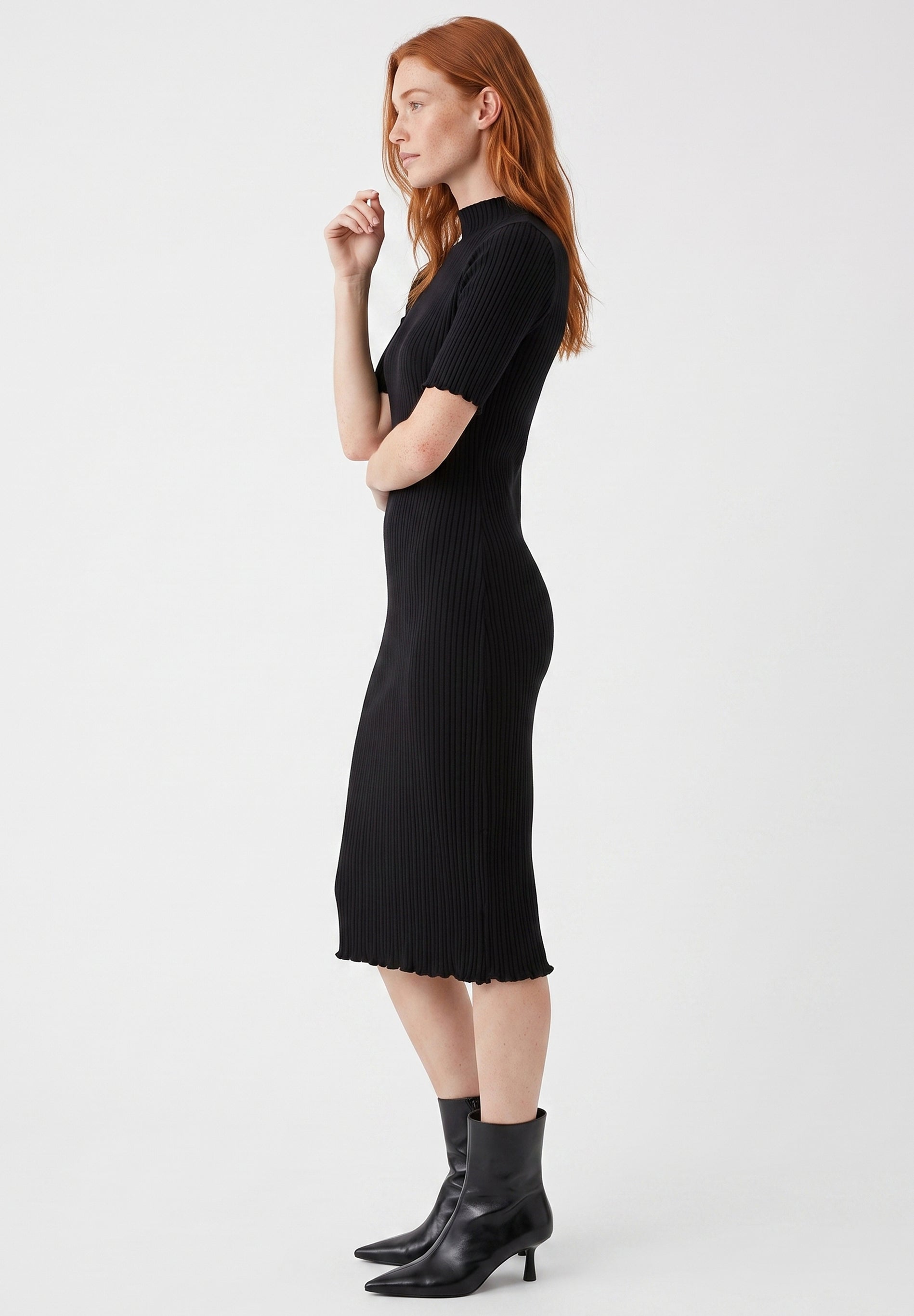 ORGANICATION womens vegan Dress Ribbed Knit Black