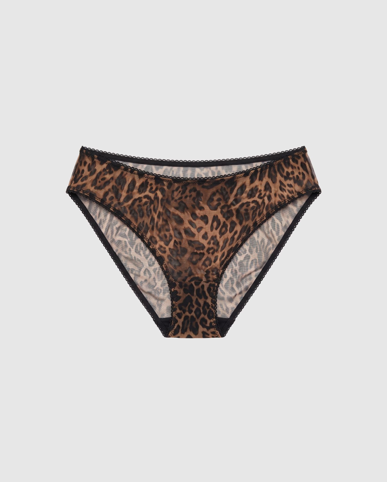 Understatement womens vegan Briefs Mesh Dipped Midi Dark Leopard