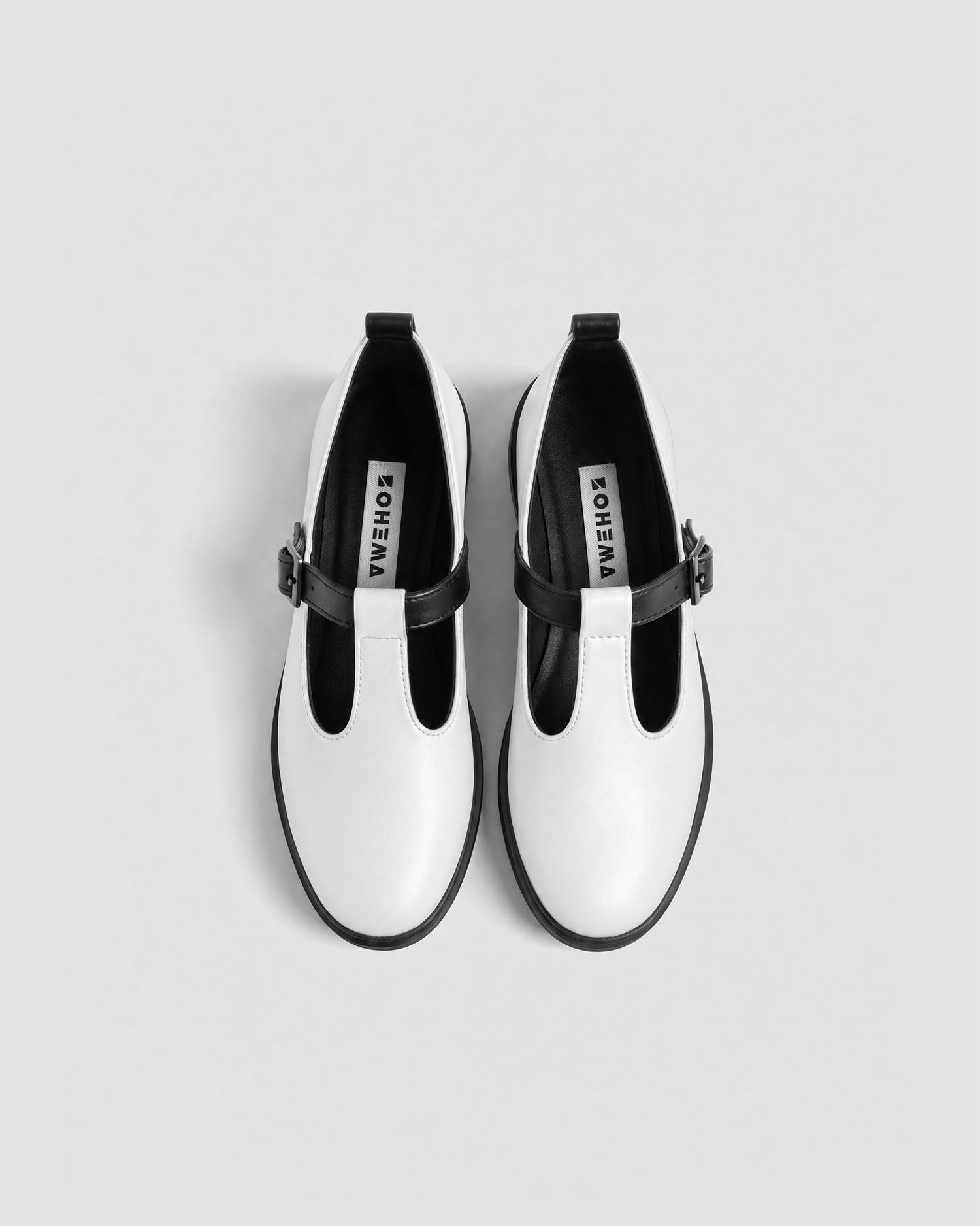 BOHEMA womens vegan Shoes Mary Jane Curtsy White/ Black