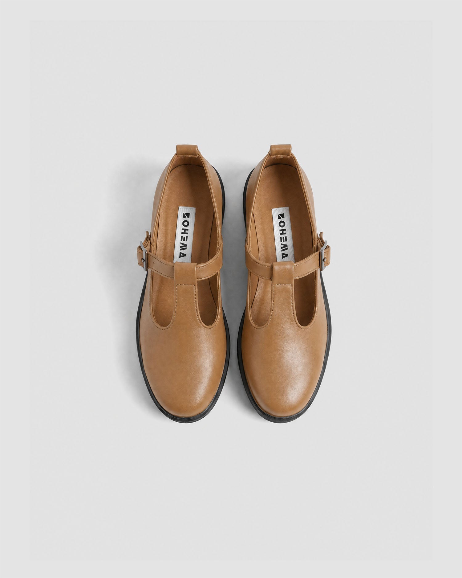 BOHEMA womens vegan Shoes Mary Jane Curtsy Camel Brown