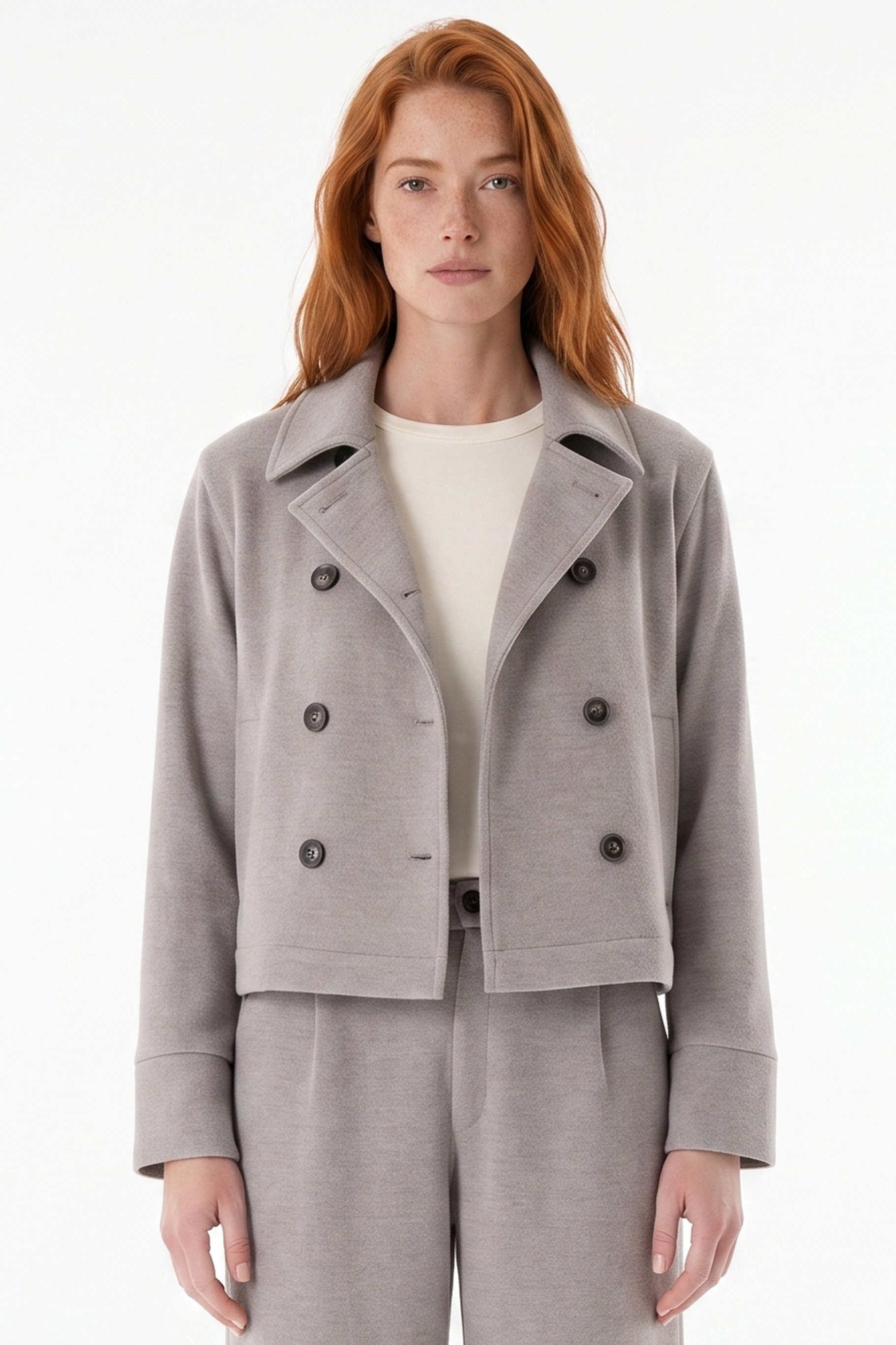 ORGANICATION Damen vegan Kurze Jacke In Kakao Melange