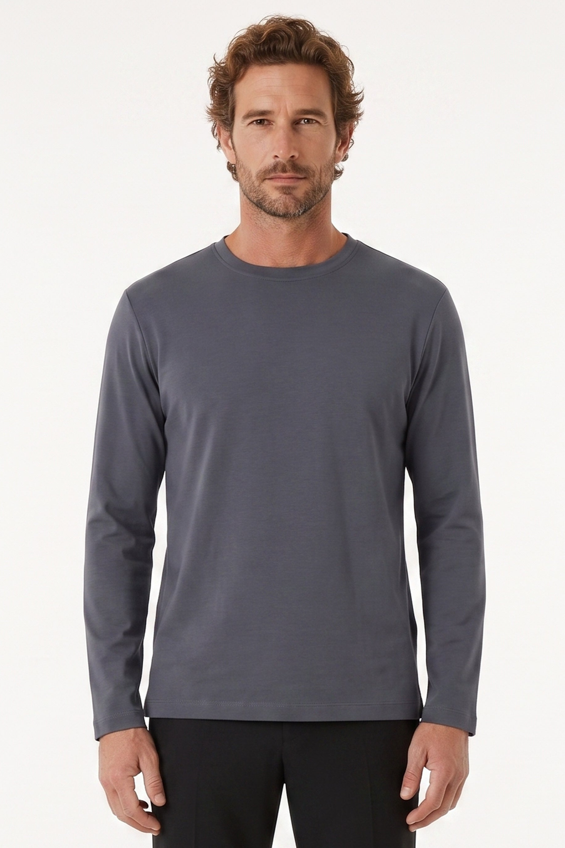 ORGANICATION Herren vegan Langarmshirt Aus Interlock-Strick In Basalt