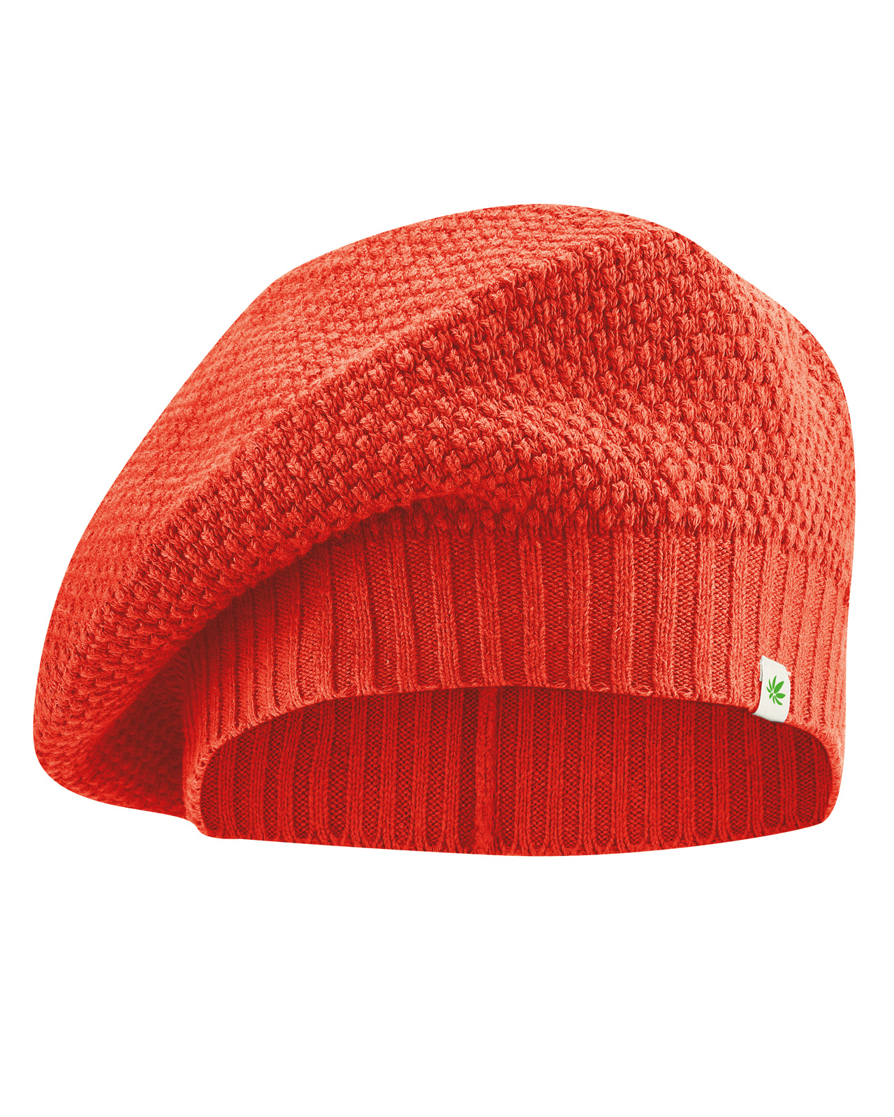 Hempage womens vegan Beret Fine Brick Red Orange
