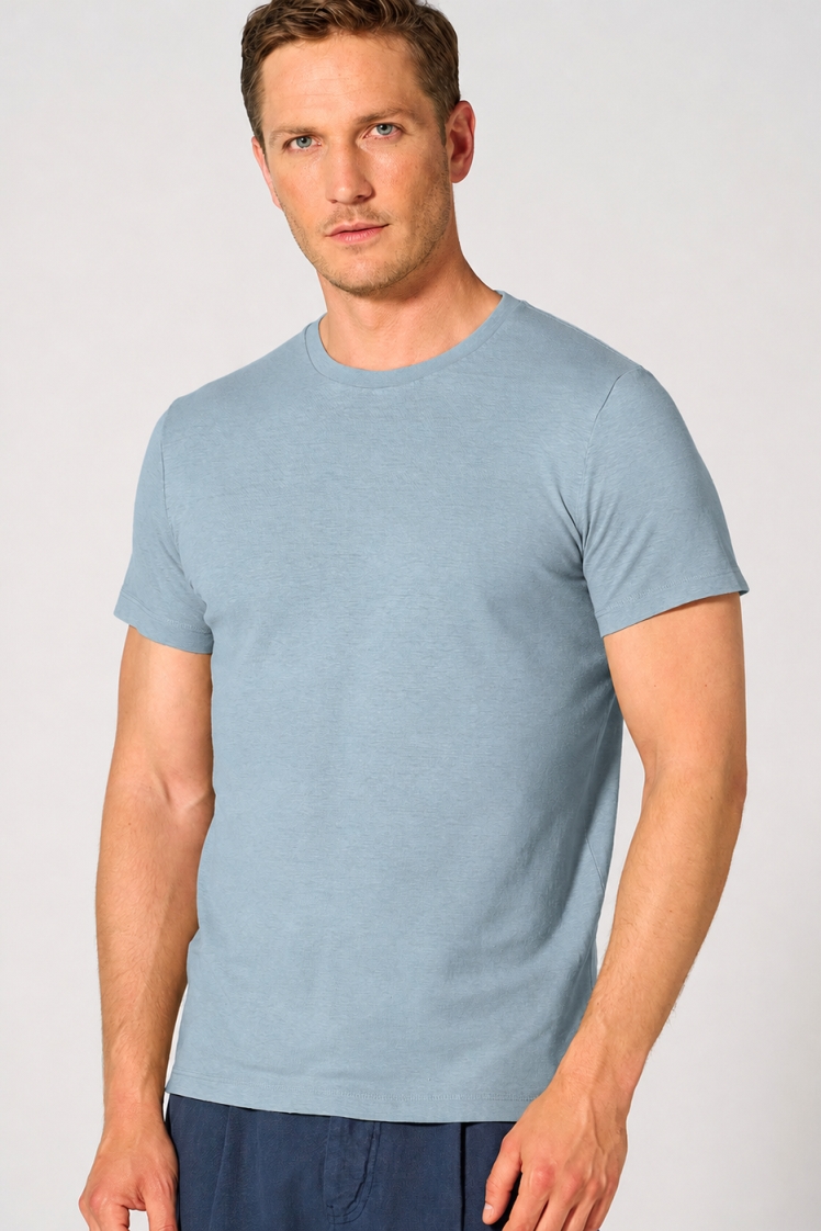 HempAge Herren vegan T-Shirt Slim Fit Aloe-Blau