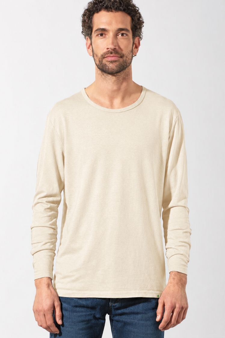 HempAge Herren vegan Lang&Atilde;&curren;rmliges Klassisches Gobi Shirt In Beige