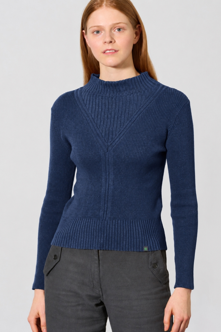 HempAge Damen vegan Pullover In Marineblau