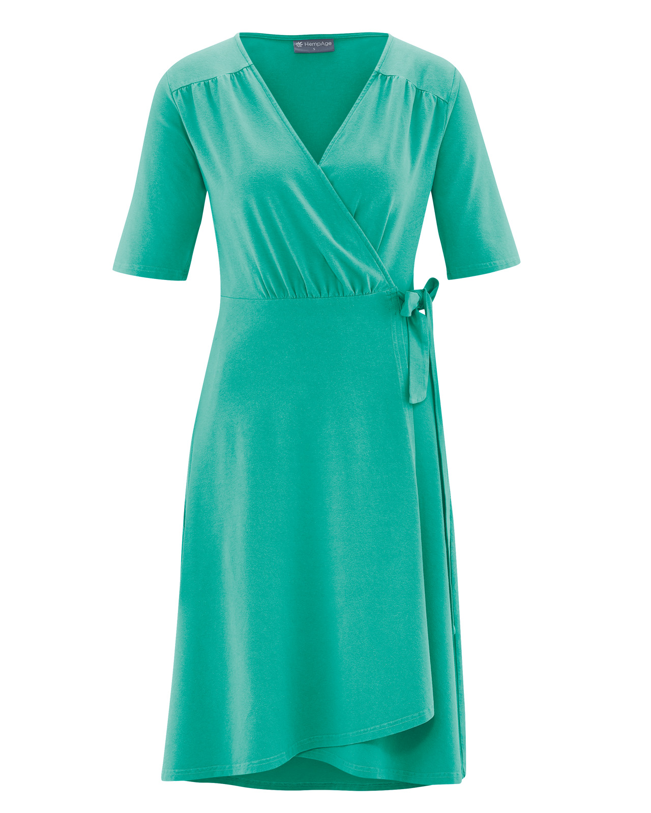 Hempage womens vegan Wrap Dress Emerald