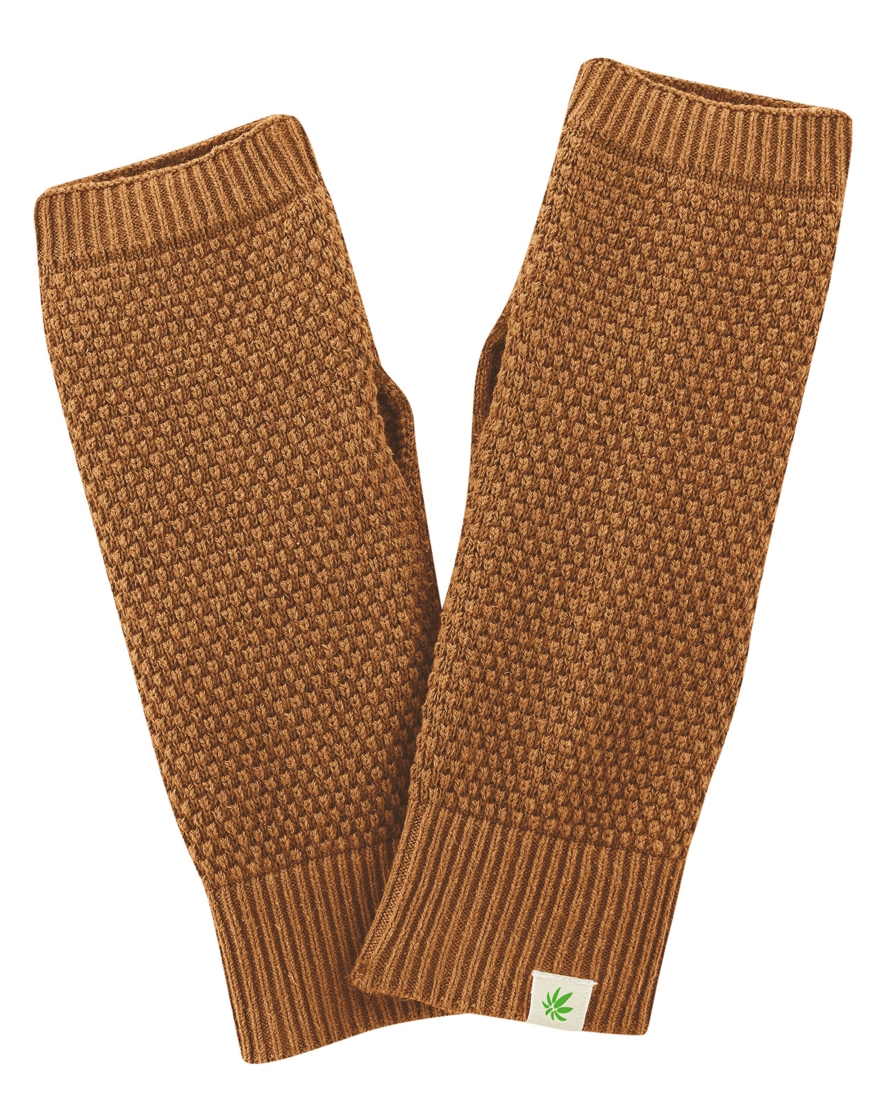 Hempage womens vegan Arm Warmers Almond Brown