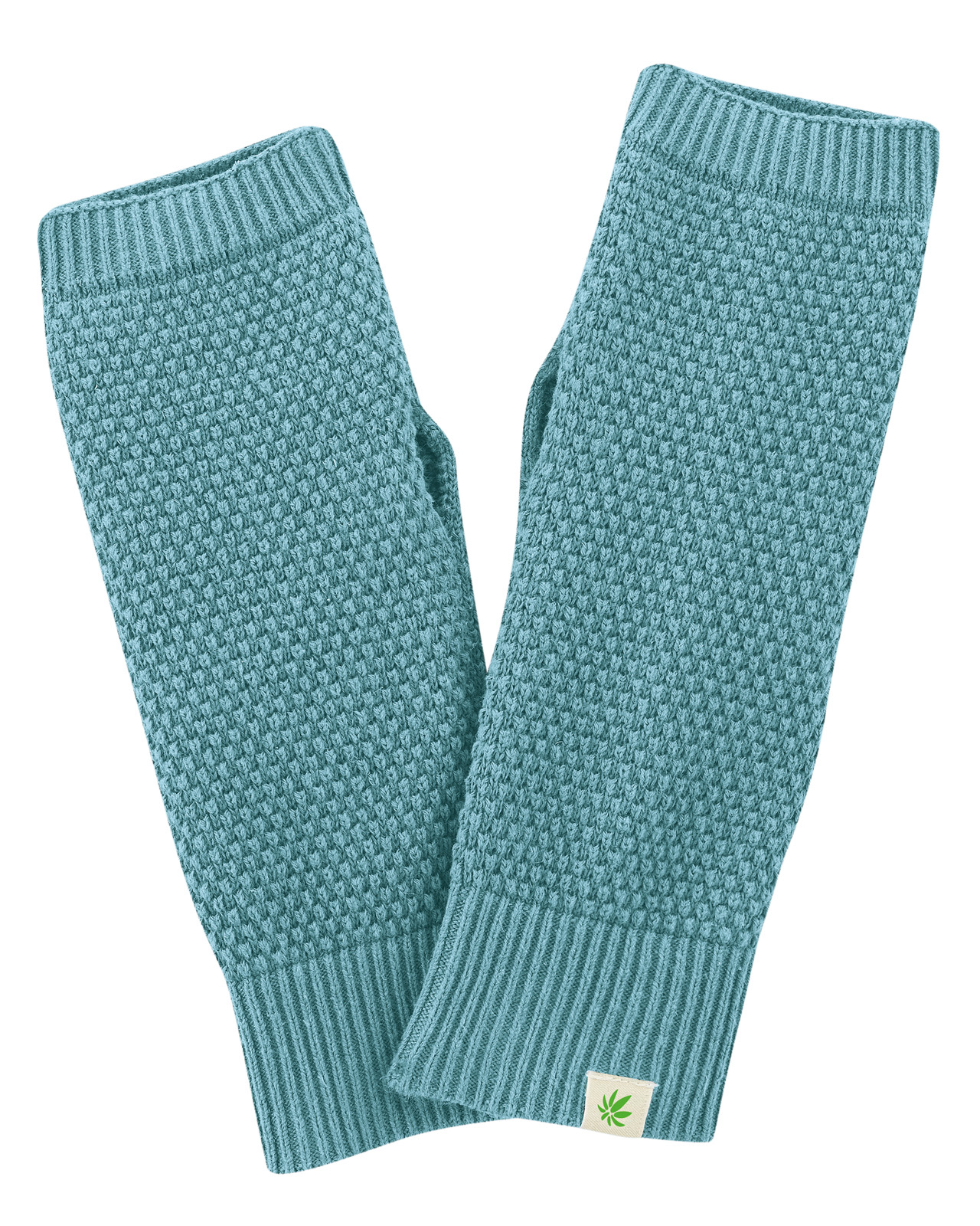 Hempage womens vegan Arm Warmers Wave Blue