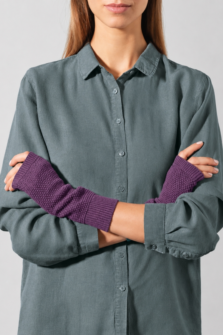 Hempage womens vegan Arm Warmers Purple