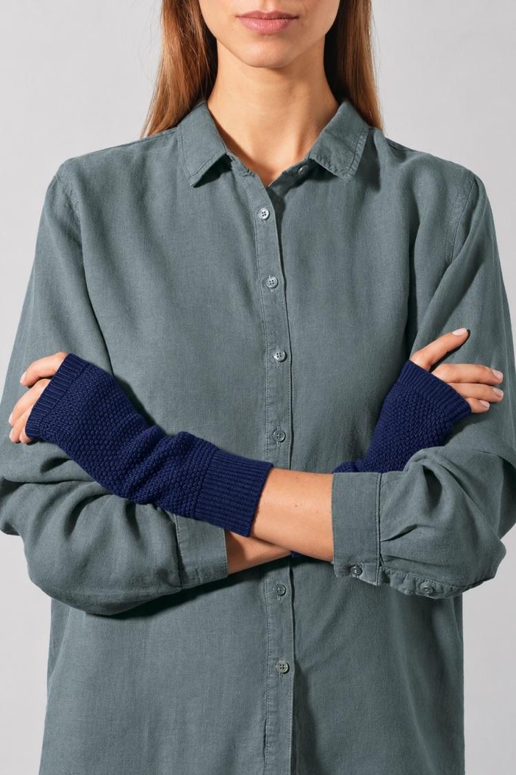 Hempage womens vegan Arm Warmers Night Navy