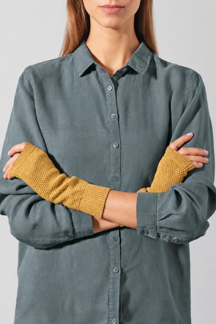 Hempage womens vegan Arm Warmers Dijon Yellow